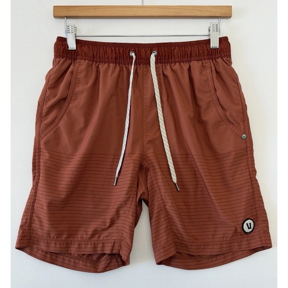 Vuori Kore Shorts Men's Small Orange Lined 7" Gym Activewear Gym Stretch Casual